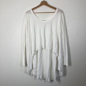 We The Free Blouse Womens XS White High Low Layered Tunic Top Sheer Boho